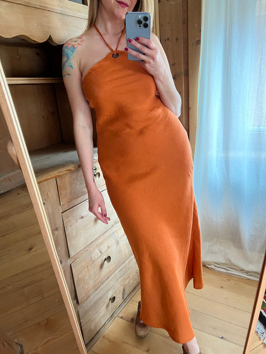 Maxi Linen Orange Dress