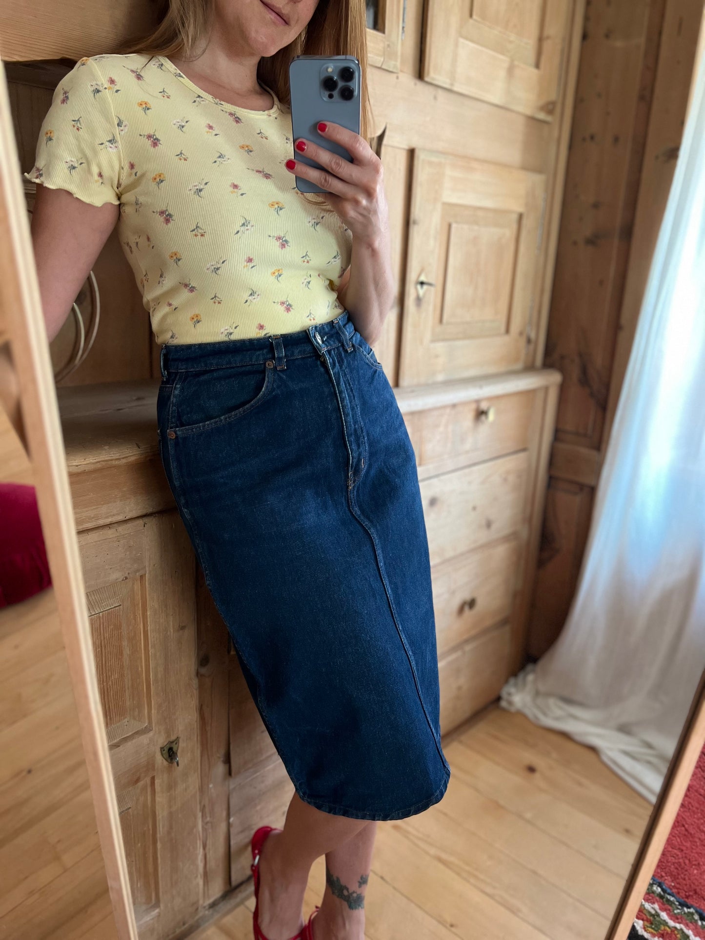 Vtg Valentino Denim Skirt