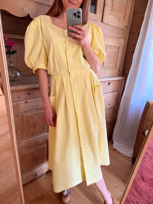 Yellow Puff Sleeve Dress
