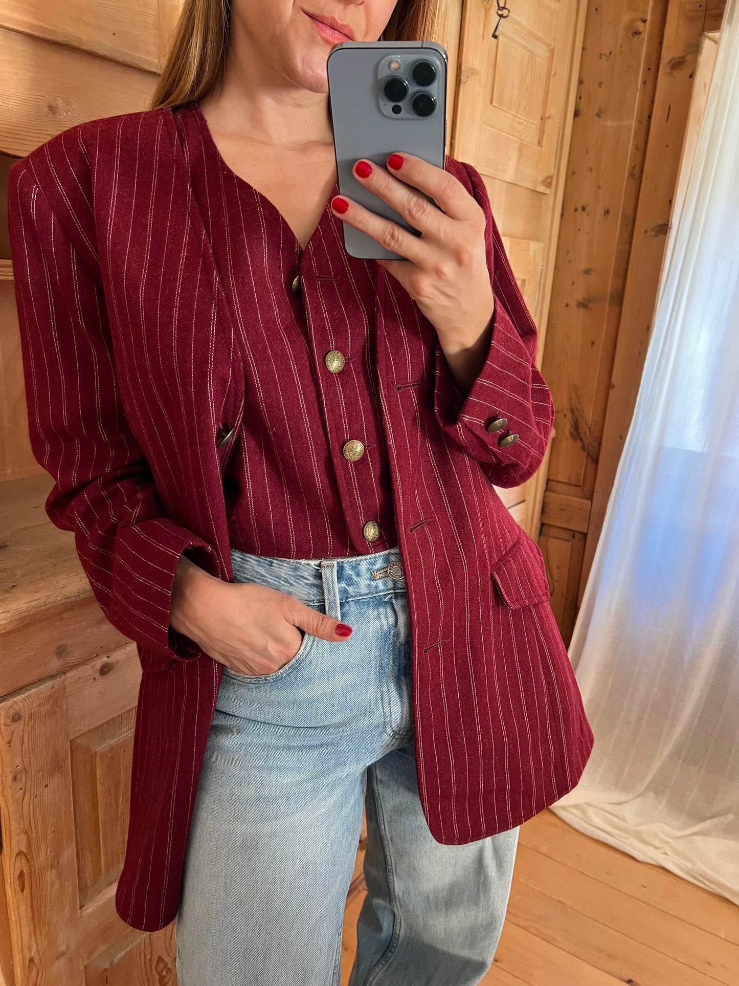 Vtg Two Piece Burgundy Set