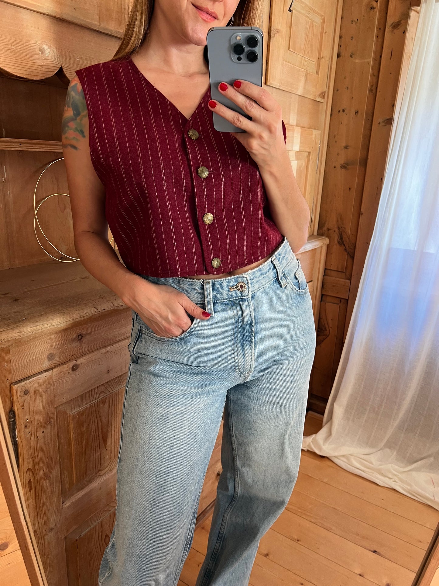 Vtg Two Piece Burgundy Set