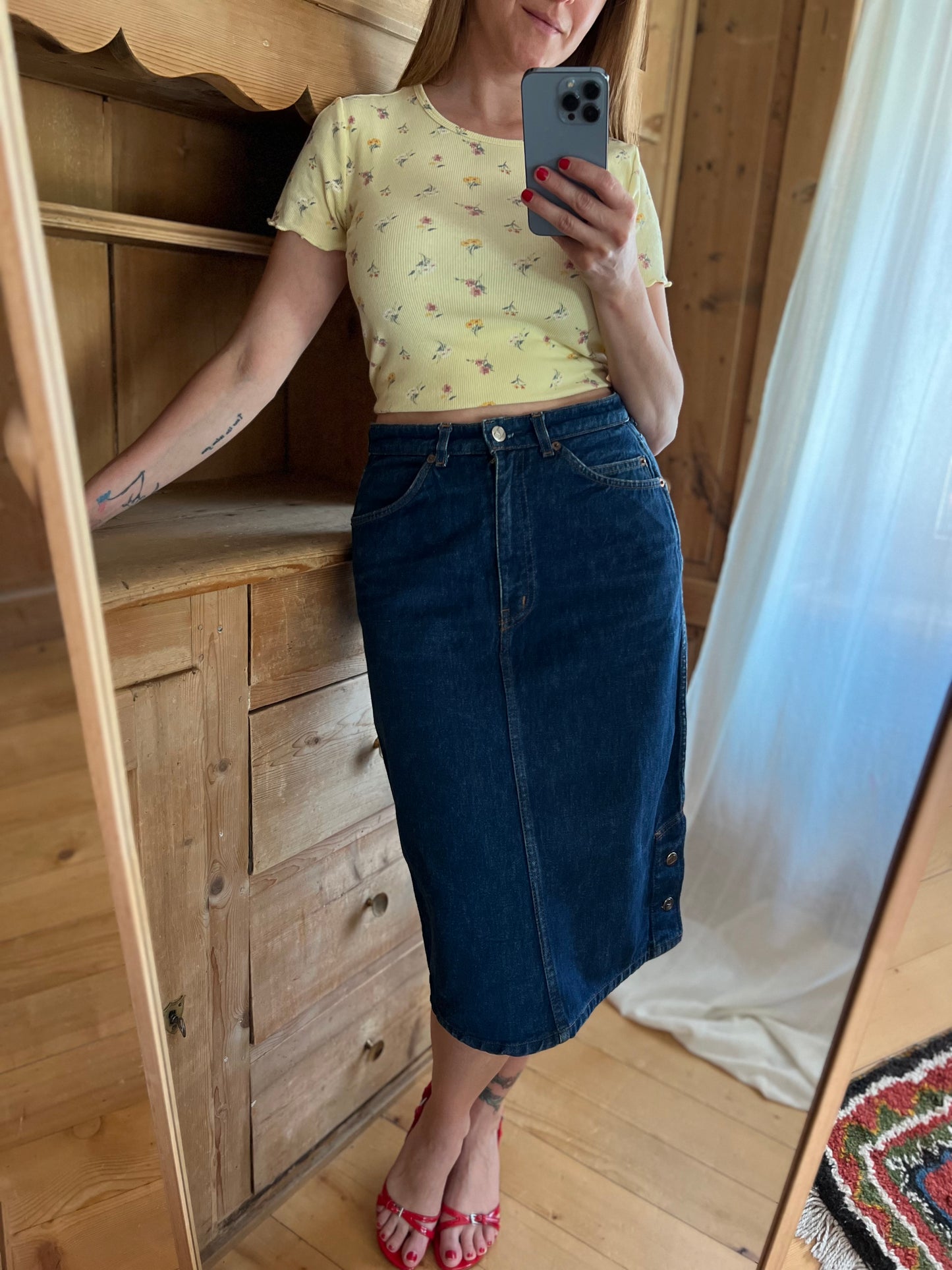Vtg Valentino Denim Skirt