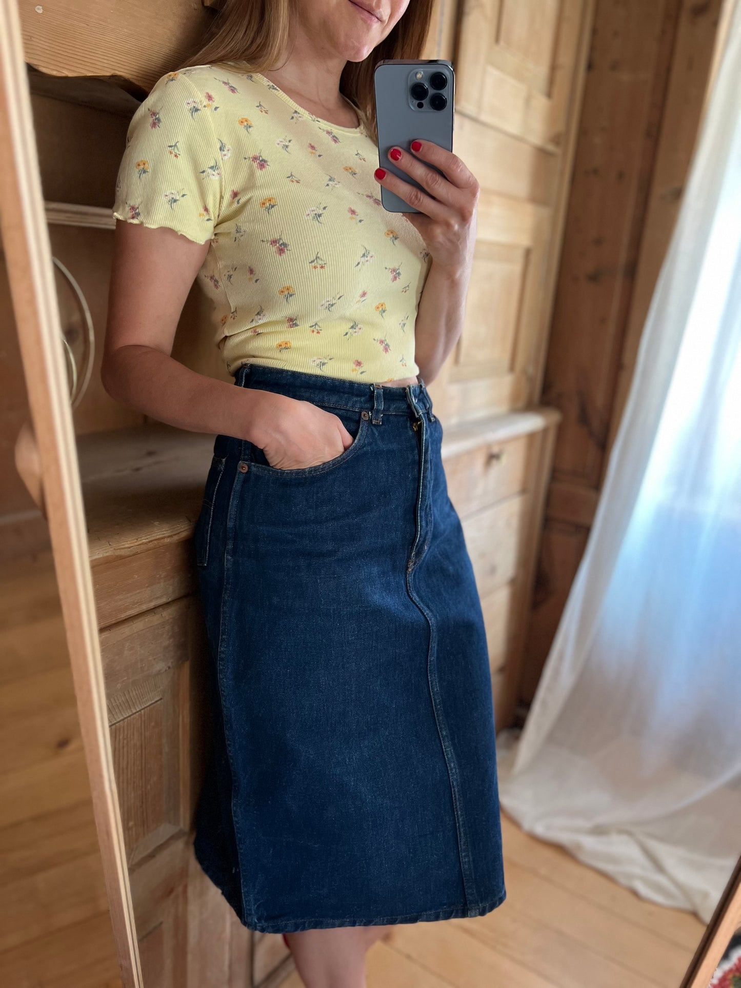 Vtg Valentino Denim Skirt