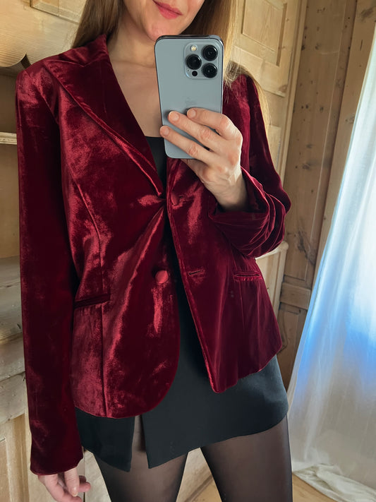 Burgundy Velvet Blazer