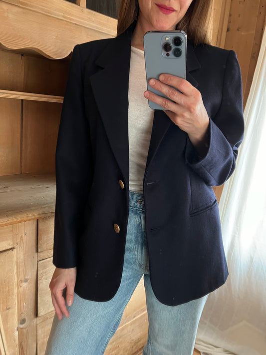 Navy Blue Wool Blazer