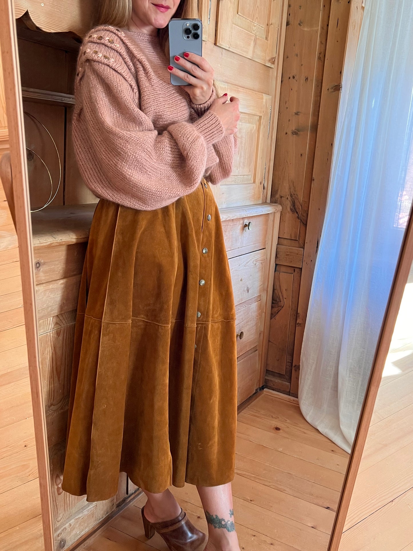 Suede Midi Skirt