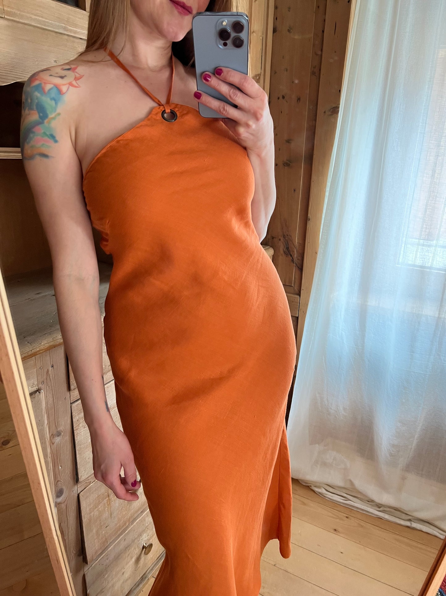 Maxi Linen Orange Dress