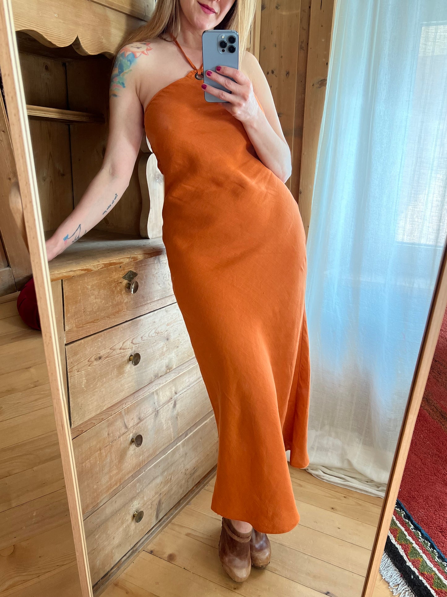 Maxi Linen Orange Dress
