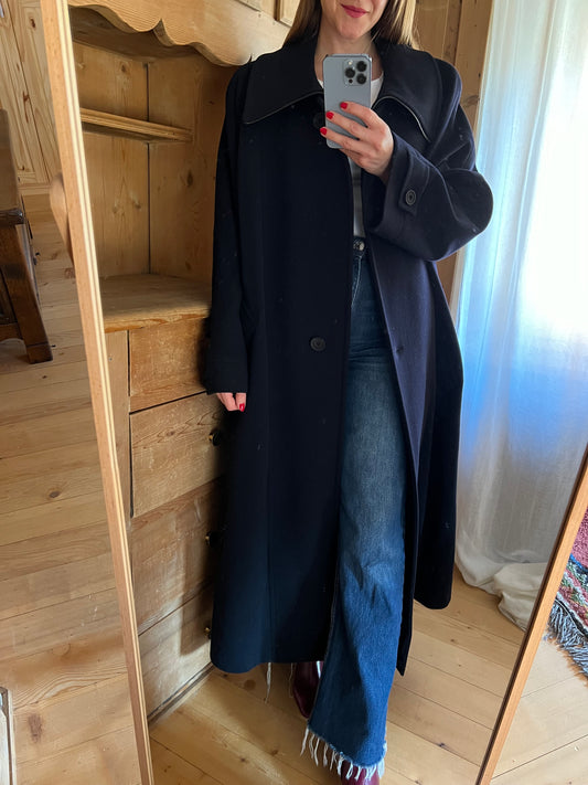 Navy Blue Wool & Cashmere Coat
