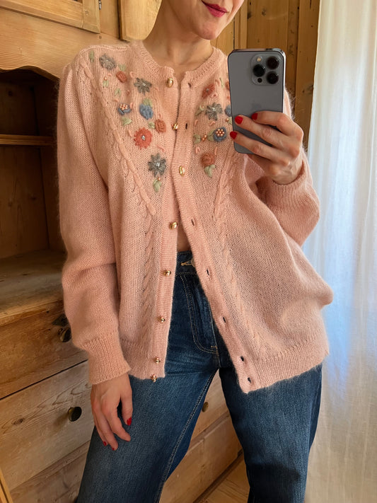 Pink Mohair Cardigan