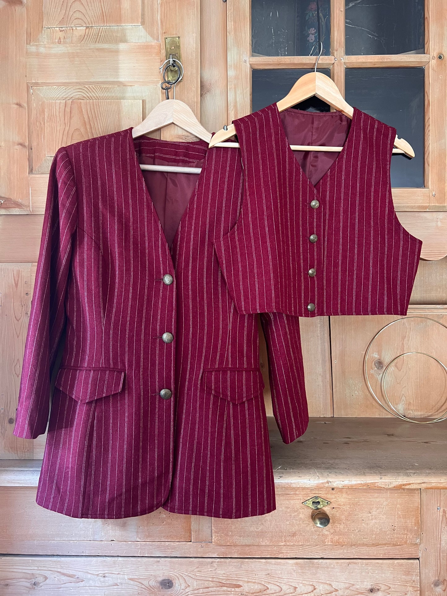 Vtg Two Piece Burgundy Set