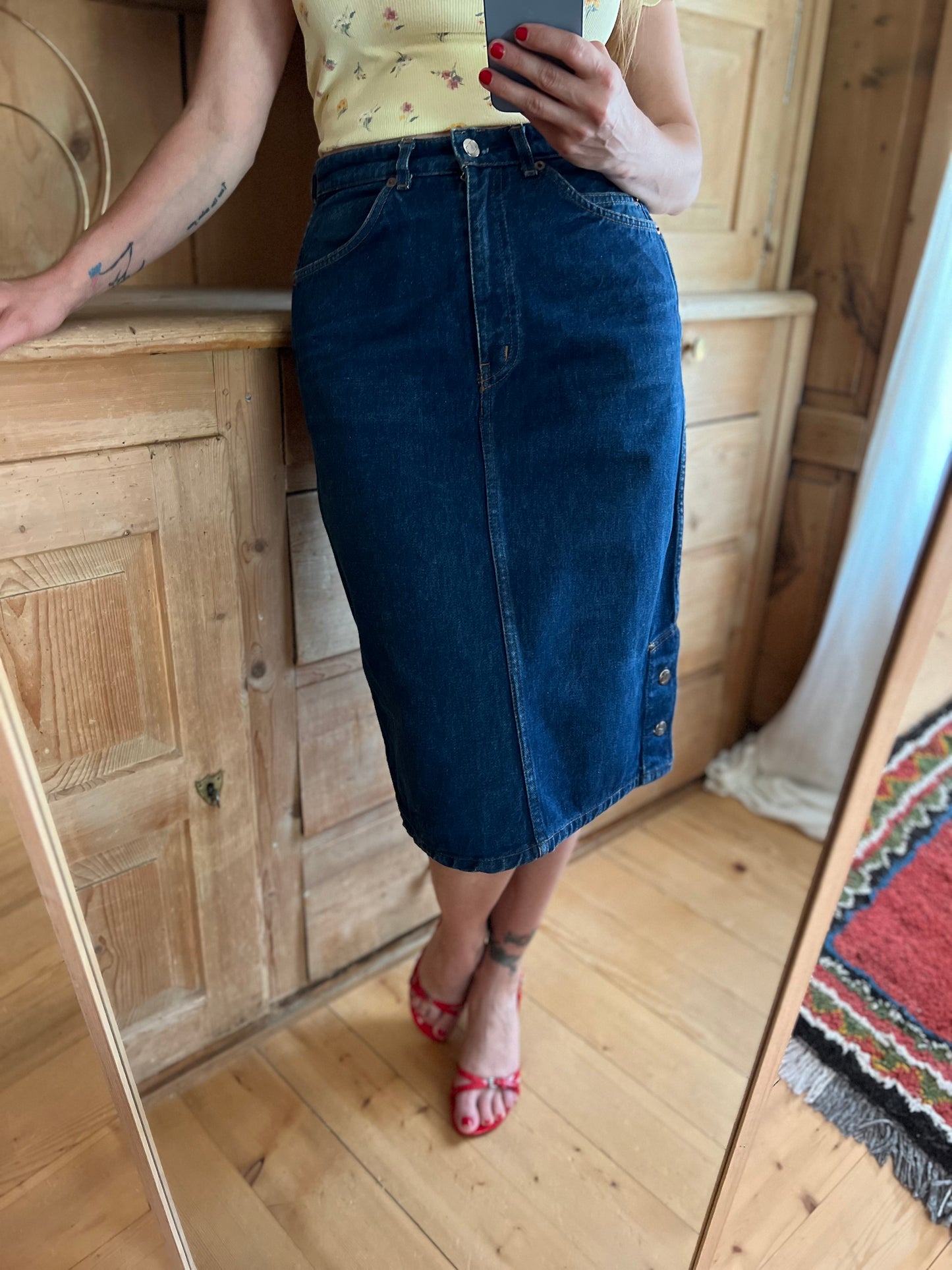 Vtg Valentino Denim Skirt