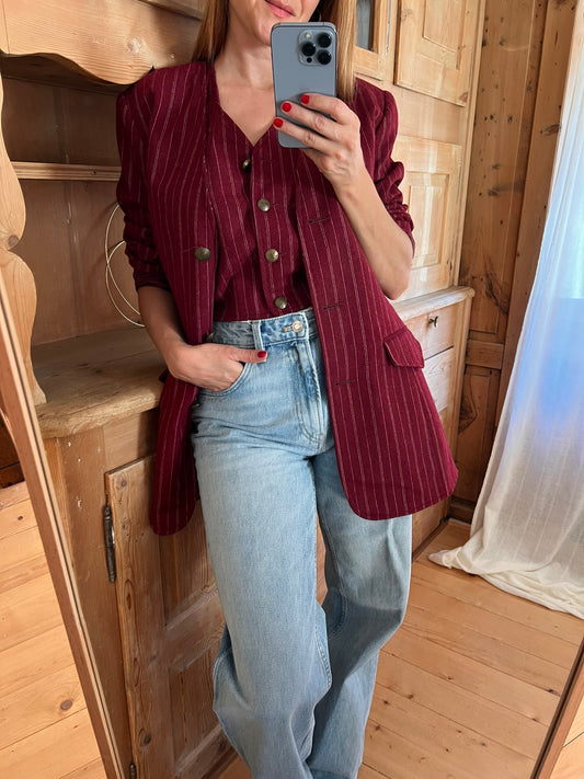 Vtg Two Piece Burgundy Set