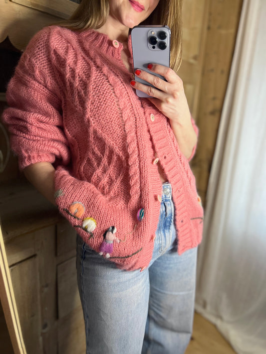 Vtg Pink Cardigan