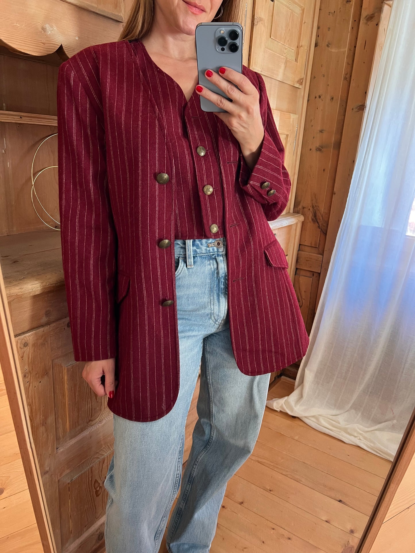 Vtg Two Piece Burgundy Set