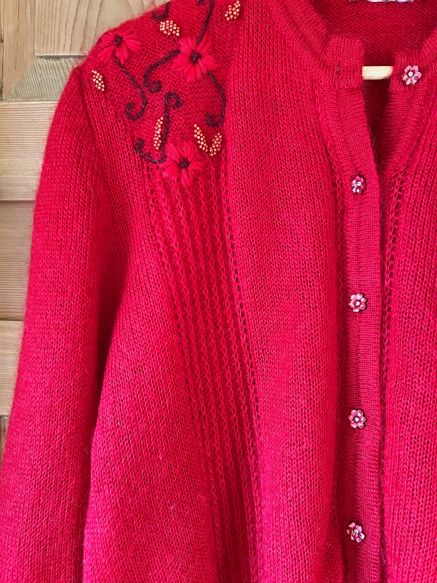 Red Mohair Cardigan