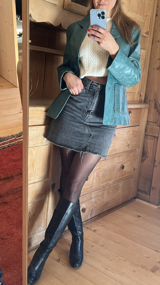 Green y2k Leather Jacket