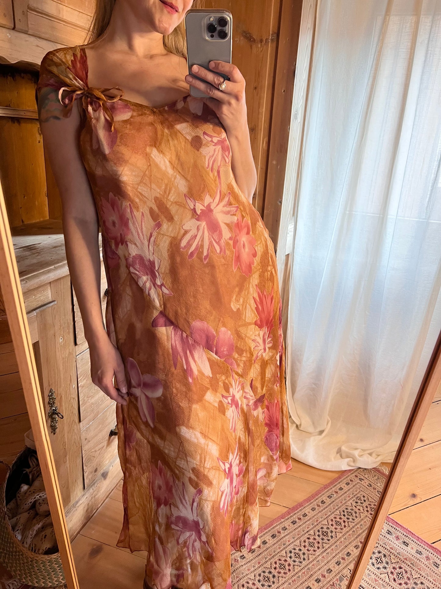 Floral Silk Two-Piece Dress