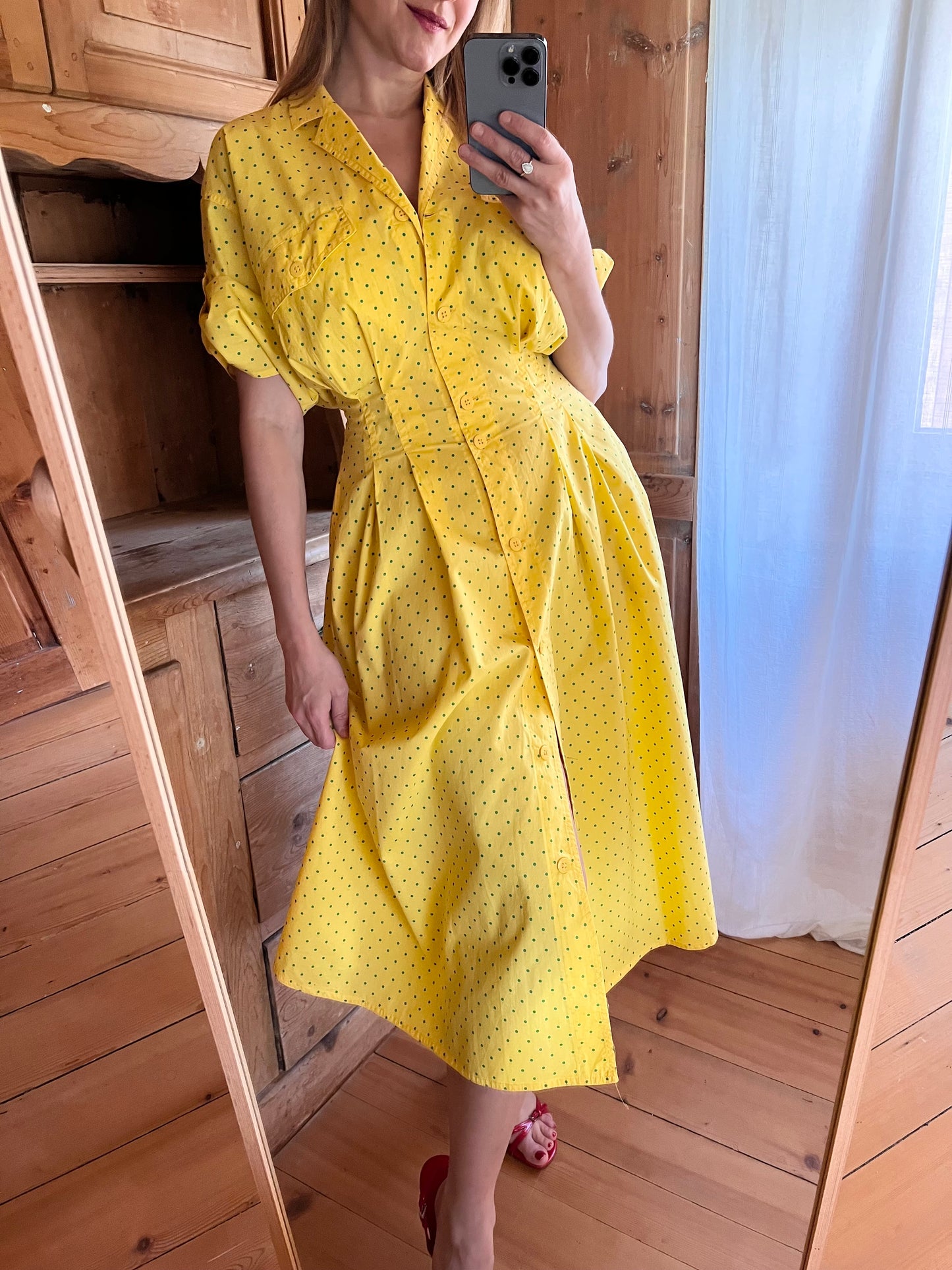 Vtg Yellow Dress
