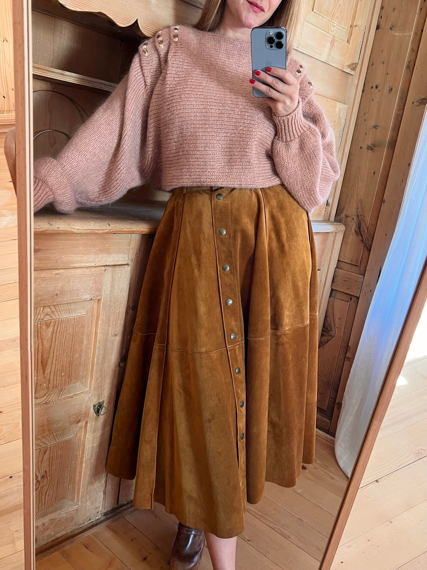 Suede Midi Skirt
