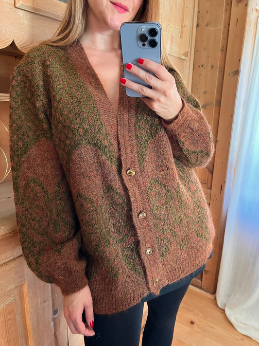 Vtg Brown Cardigan