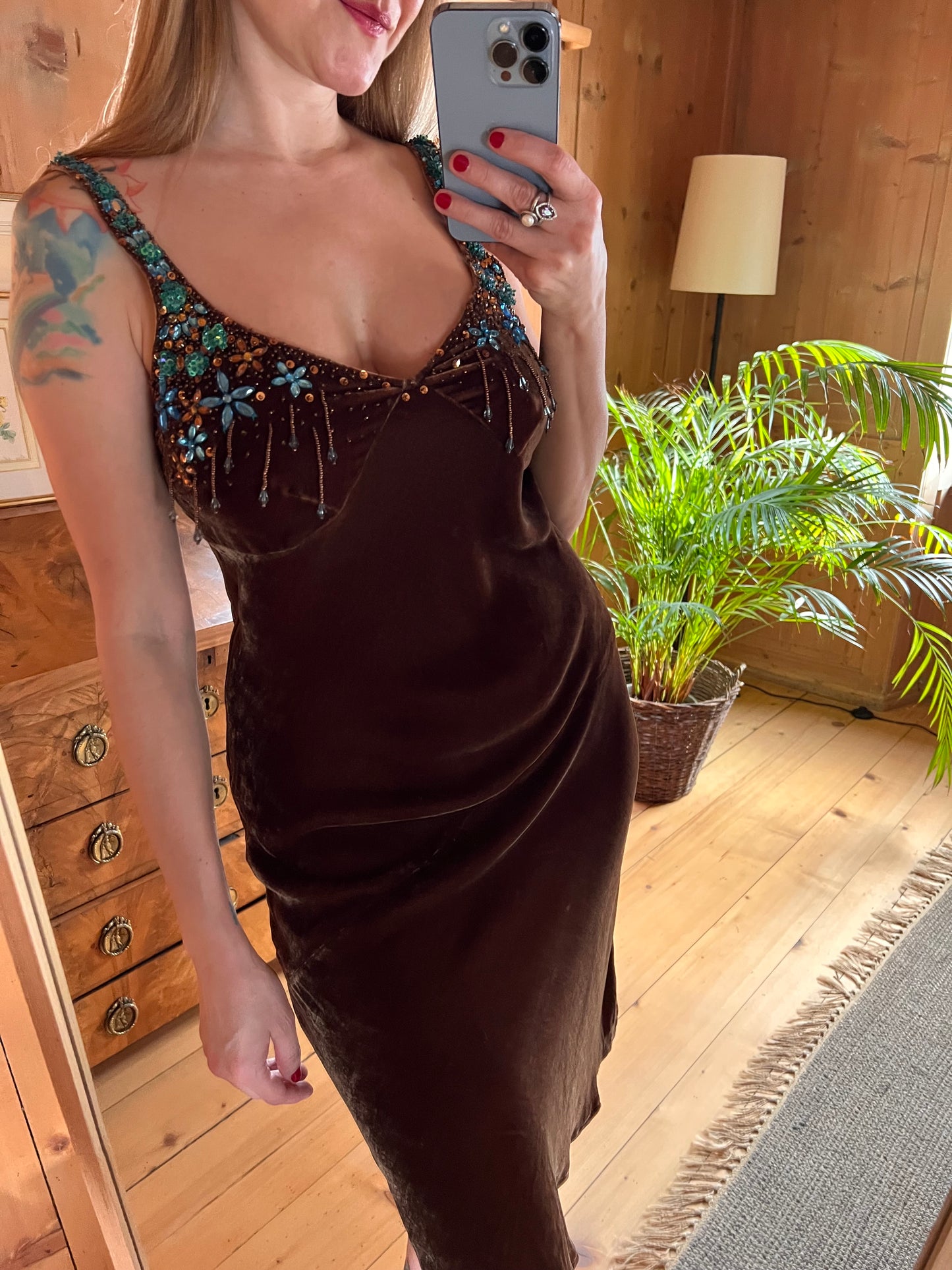 Vintage Velvet Embellished Cocktail Dress