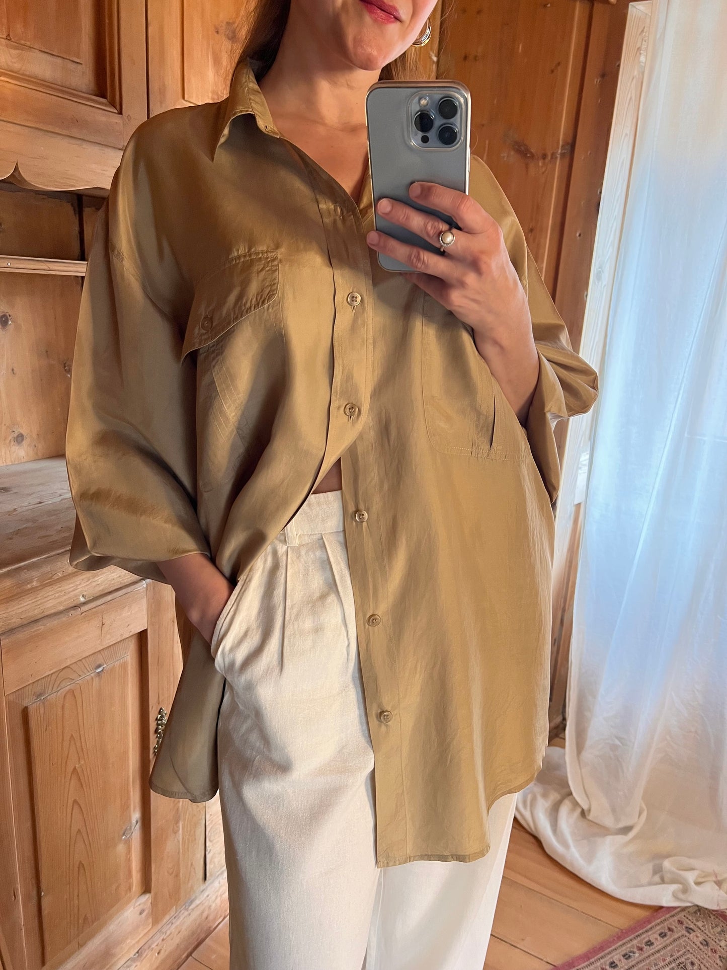 Beige Silk Shirt