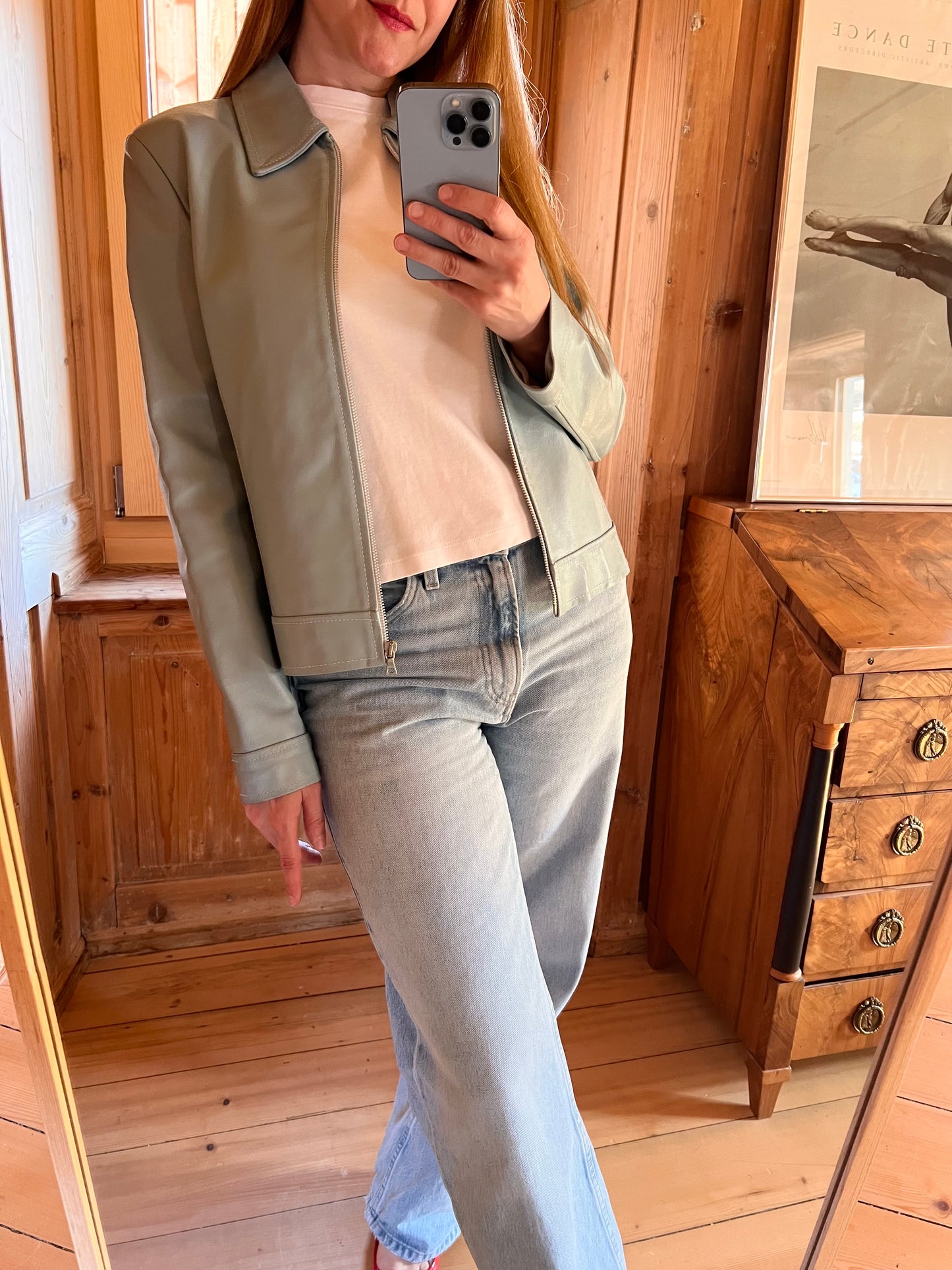 Light Blue Leather Jacket