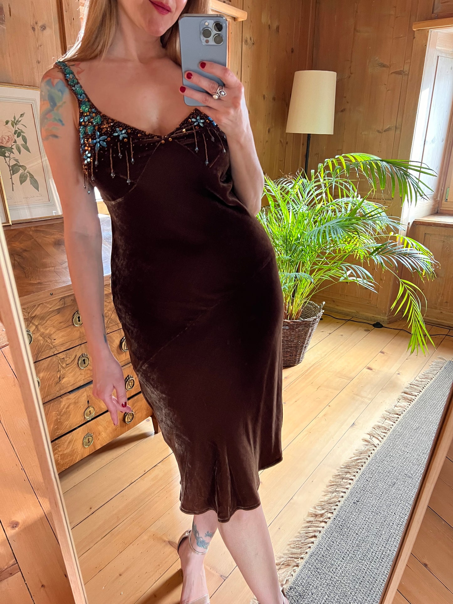 Vintage Velvet Embellished Cocktail Dress