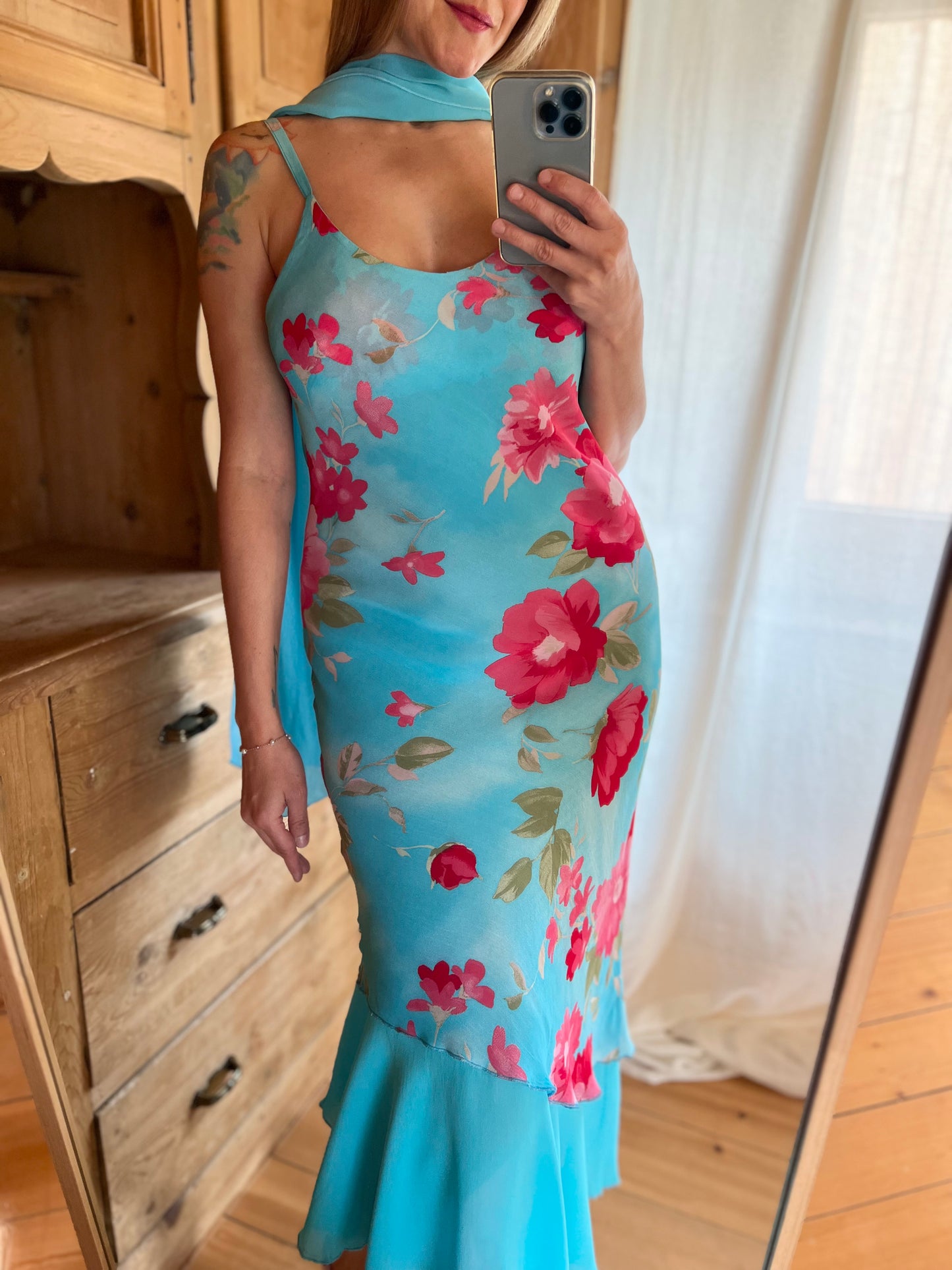 Turquoise Floral Dress