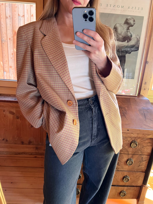 Checkered Wool Blazer