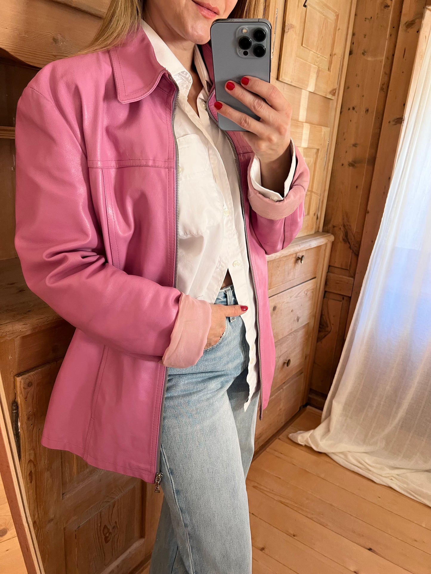 Pink Leather Jacket