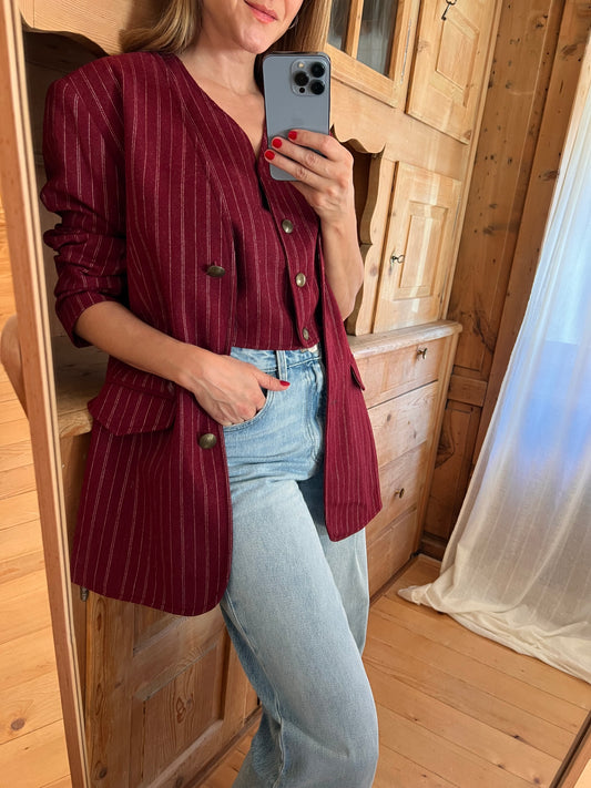 Vtg Two Piece Burgundy Set