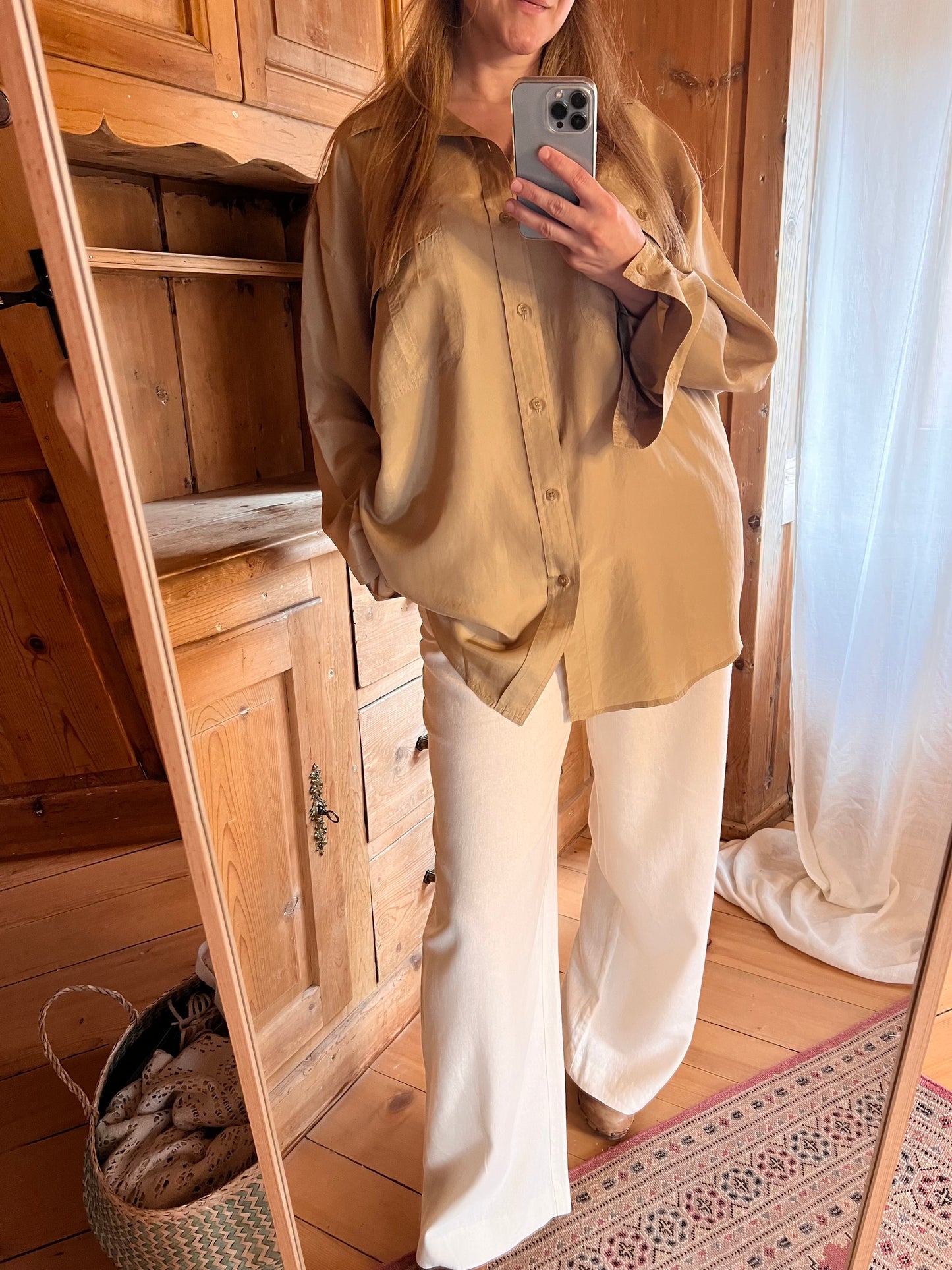 Beige Silk Shirt