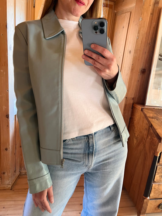 Light Blue Leather Jacket