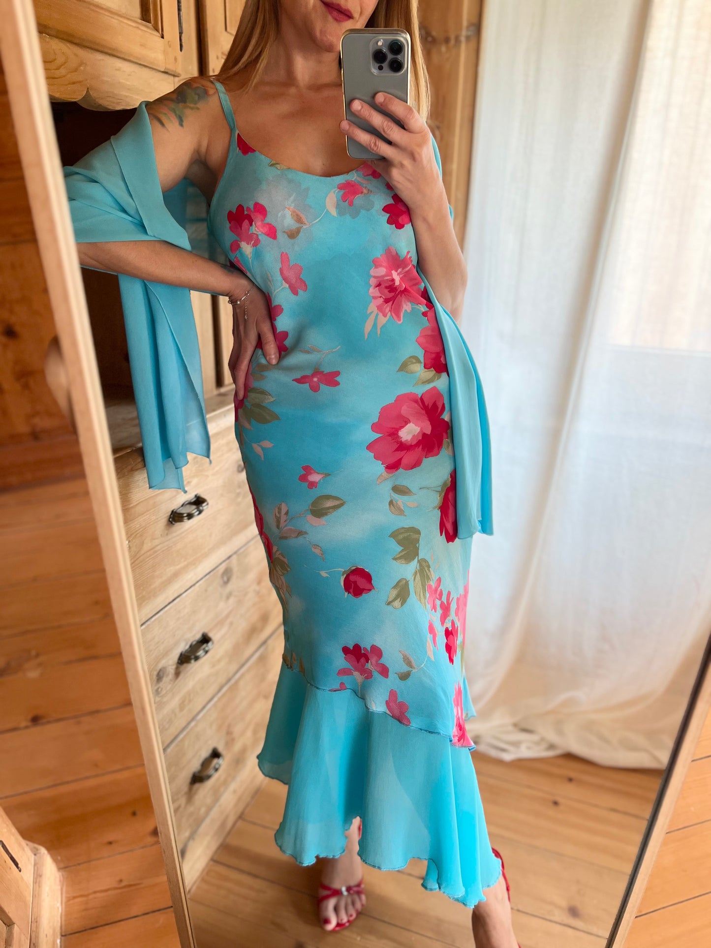 Turquoise Floral Dress