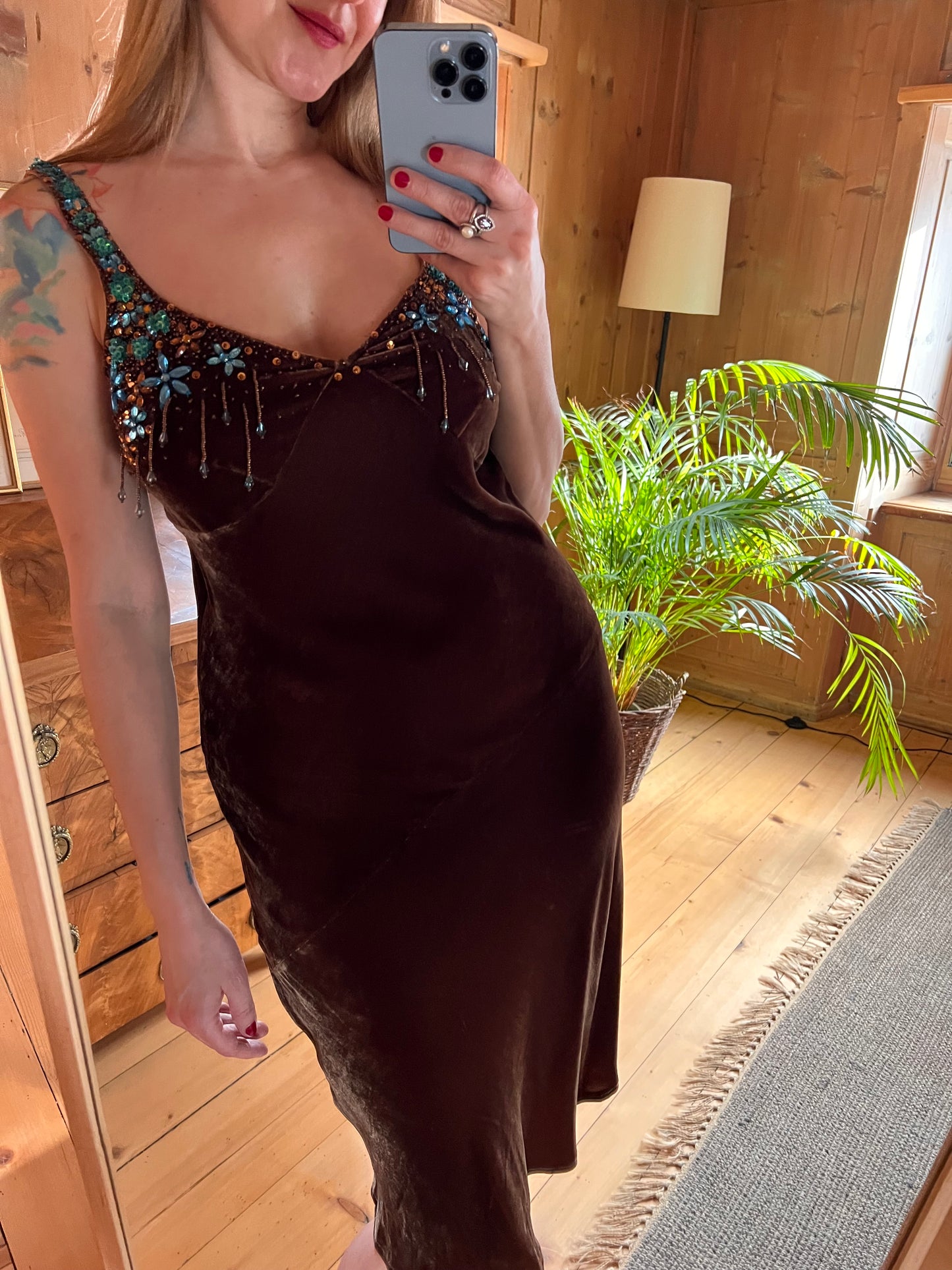 Vintage Velvet Embellished Cocktail Dress