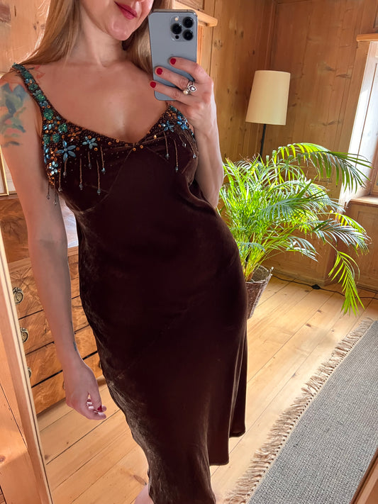 Vintage Velvet Embellished Cocktail Dress