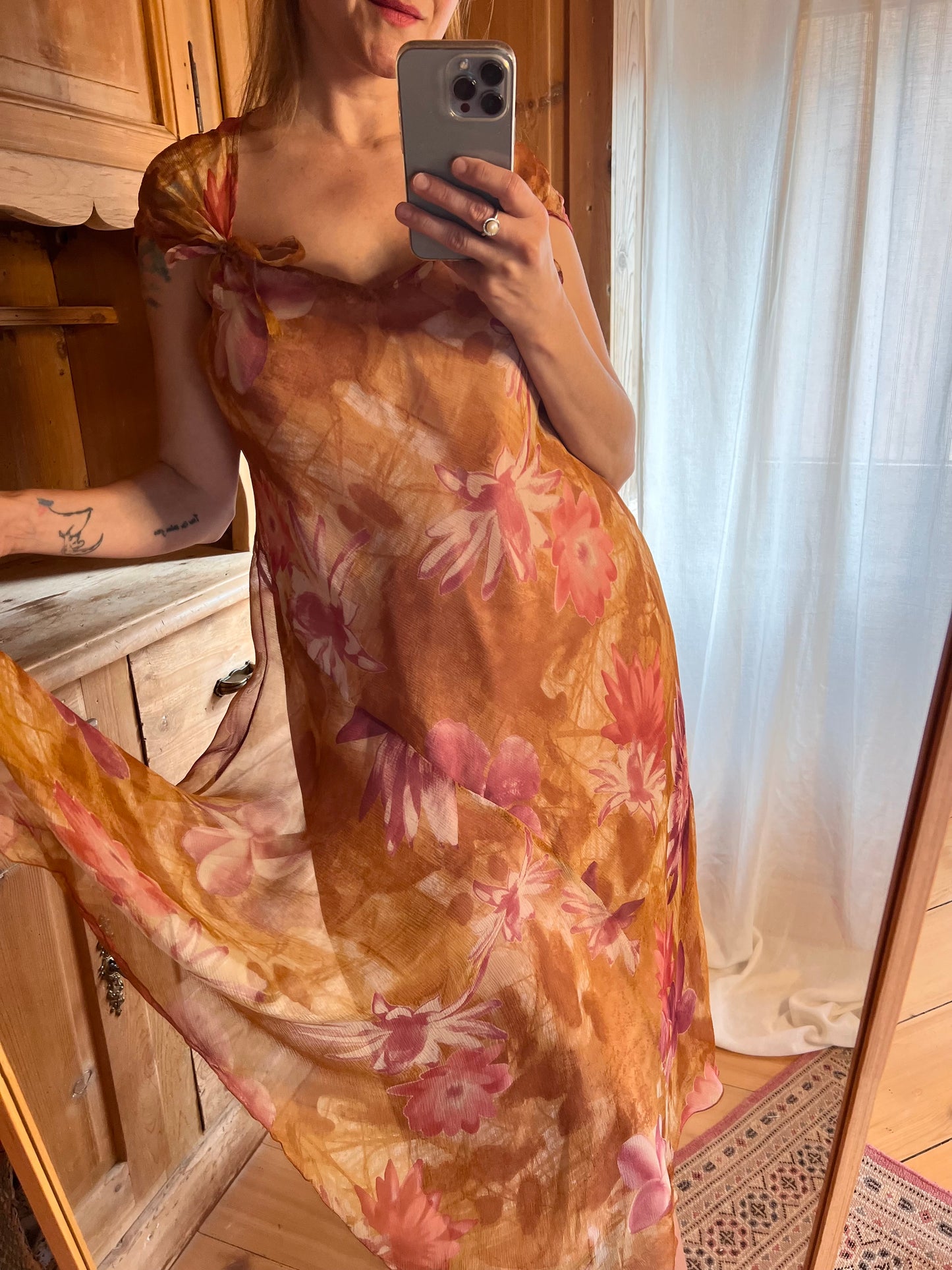 Floral Silk Two-Piece Dress