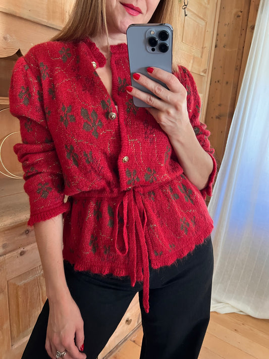 Red Mohair Cardigan