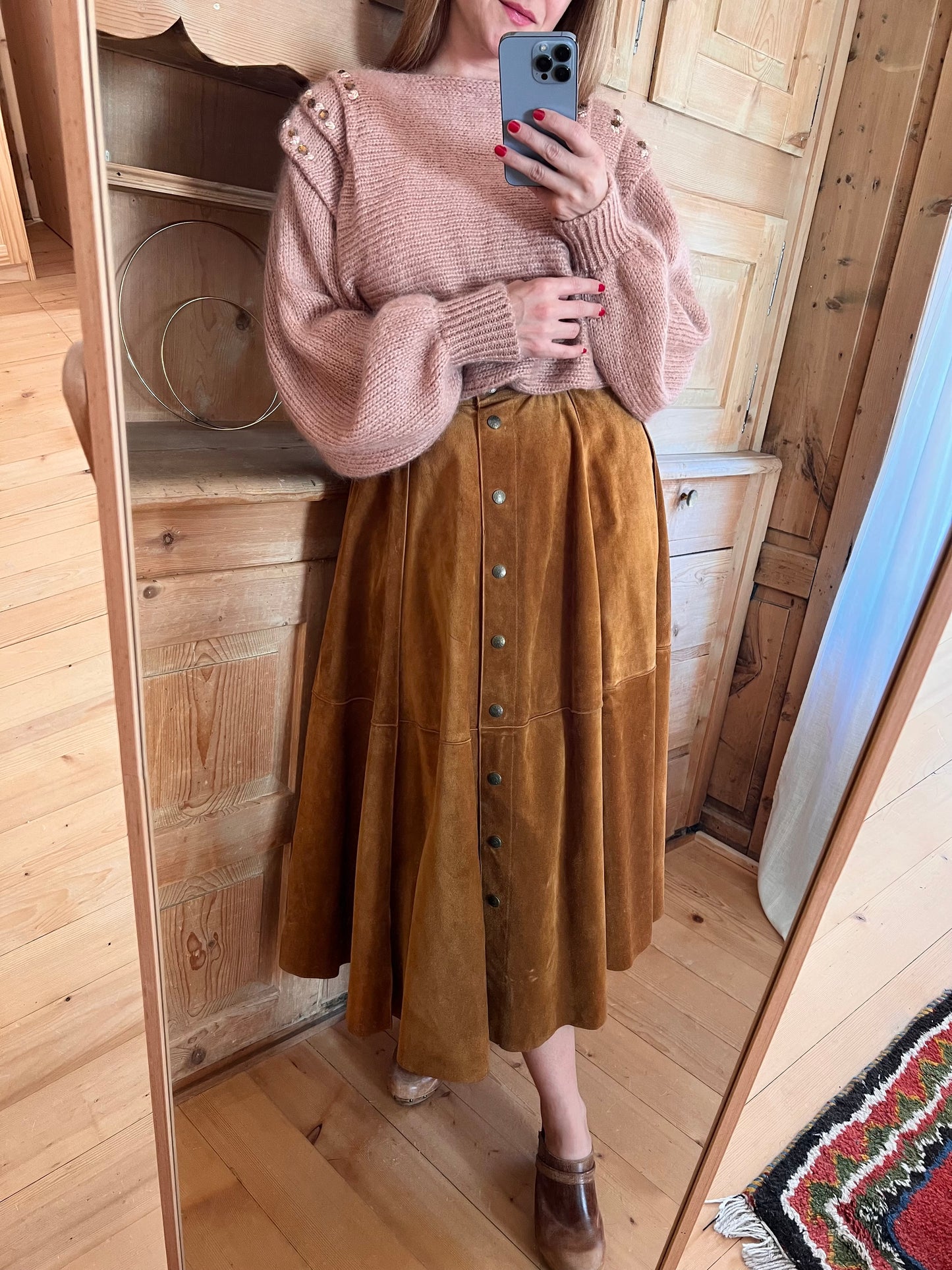 Suede Midi Skirt
