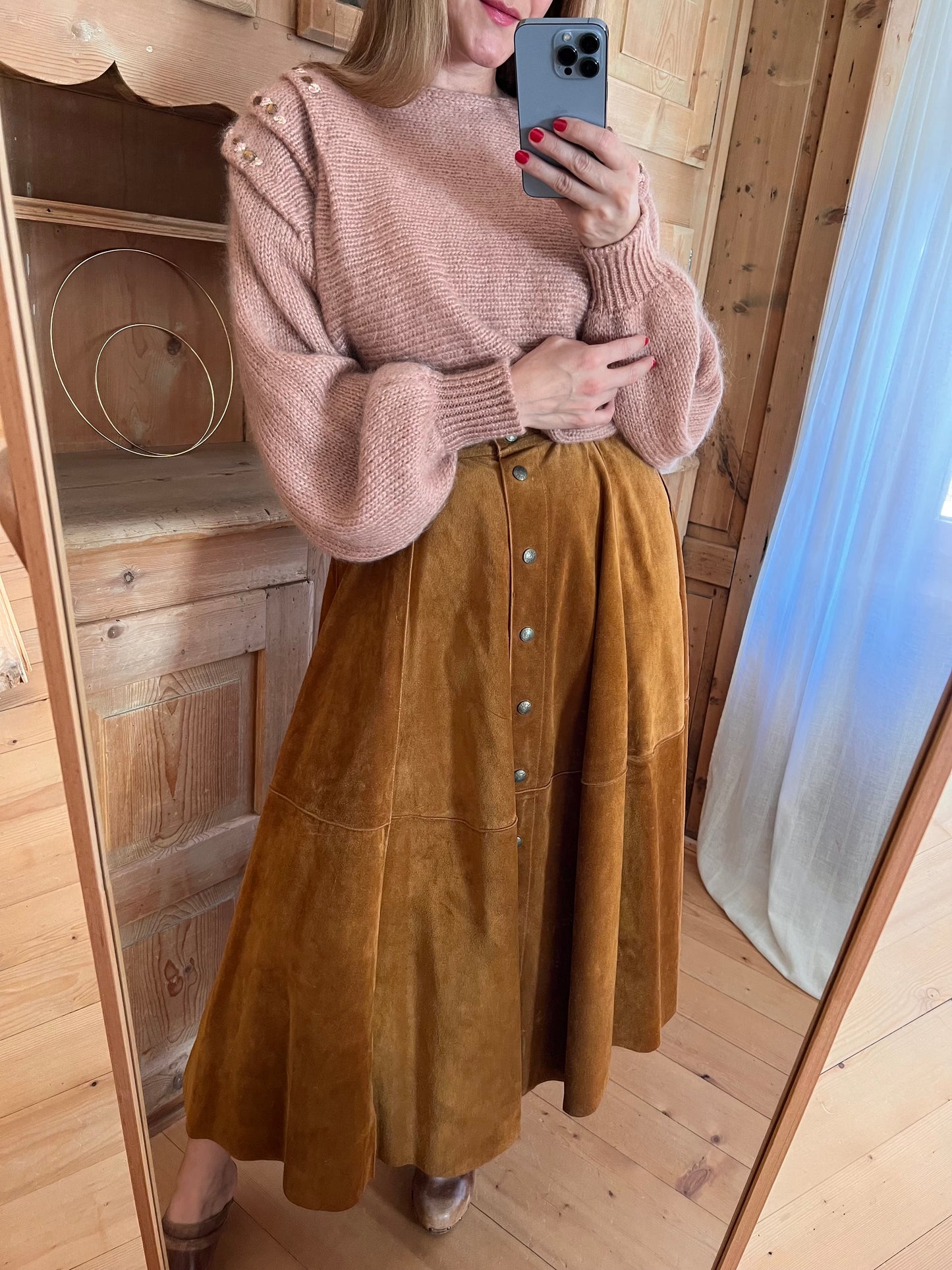 Suede Midi Skirt