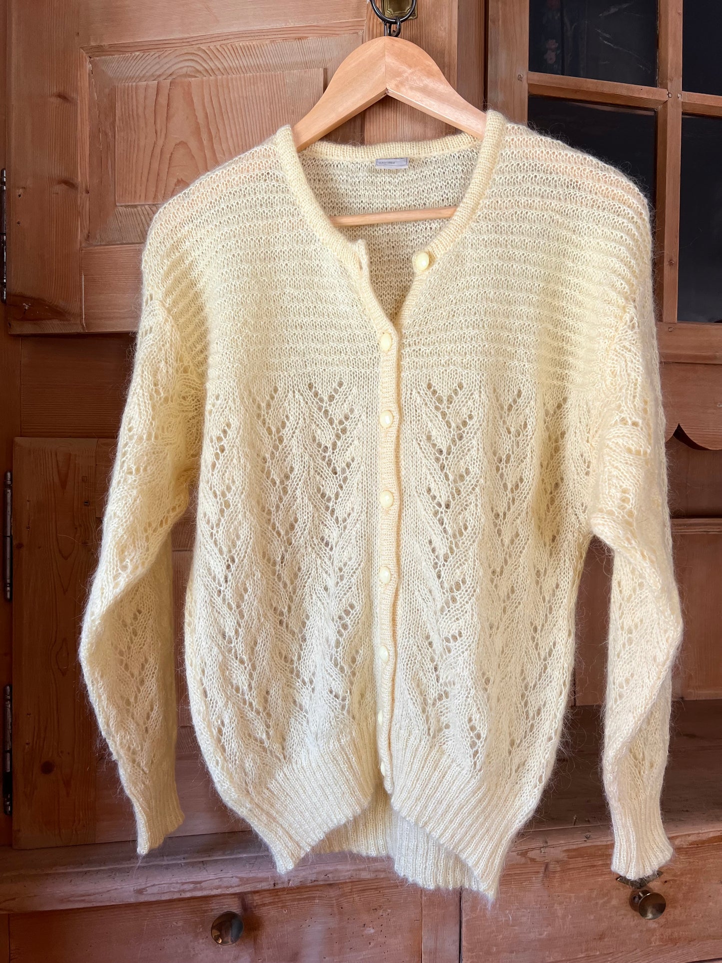 Vtg Light Yellow Mohair Cardigan