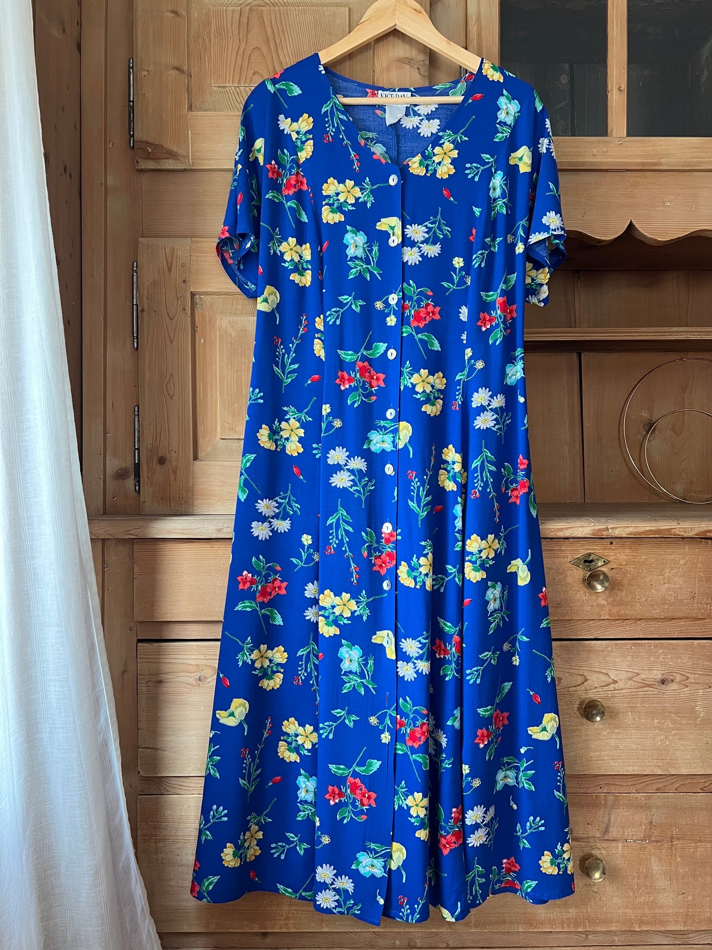 Vtg Blue Floral Dress
