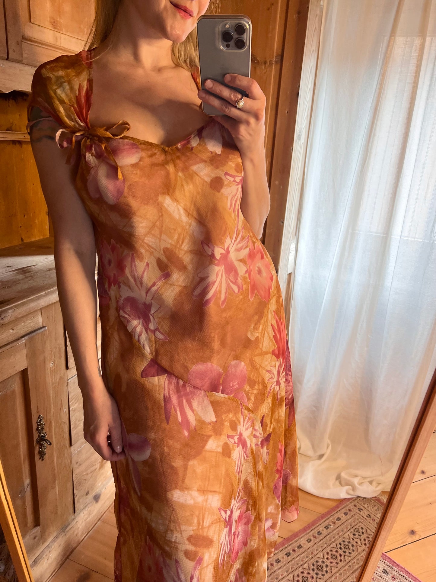 Floral Silk Two-Piece Dress