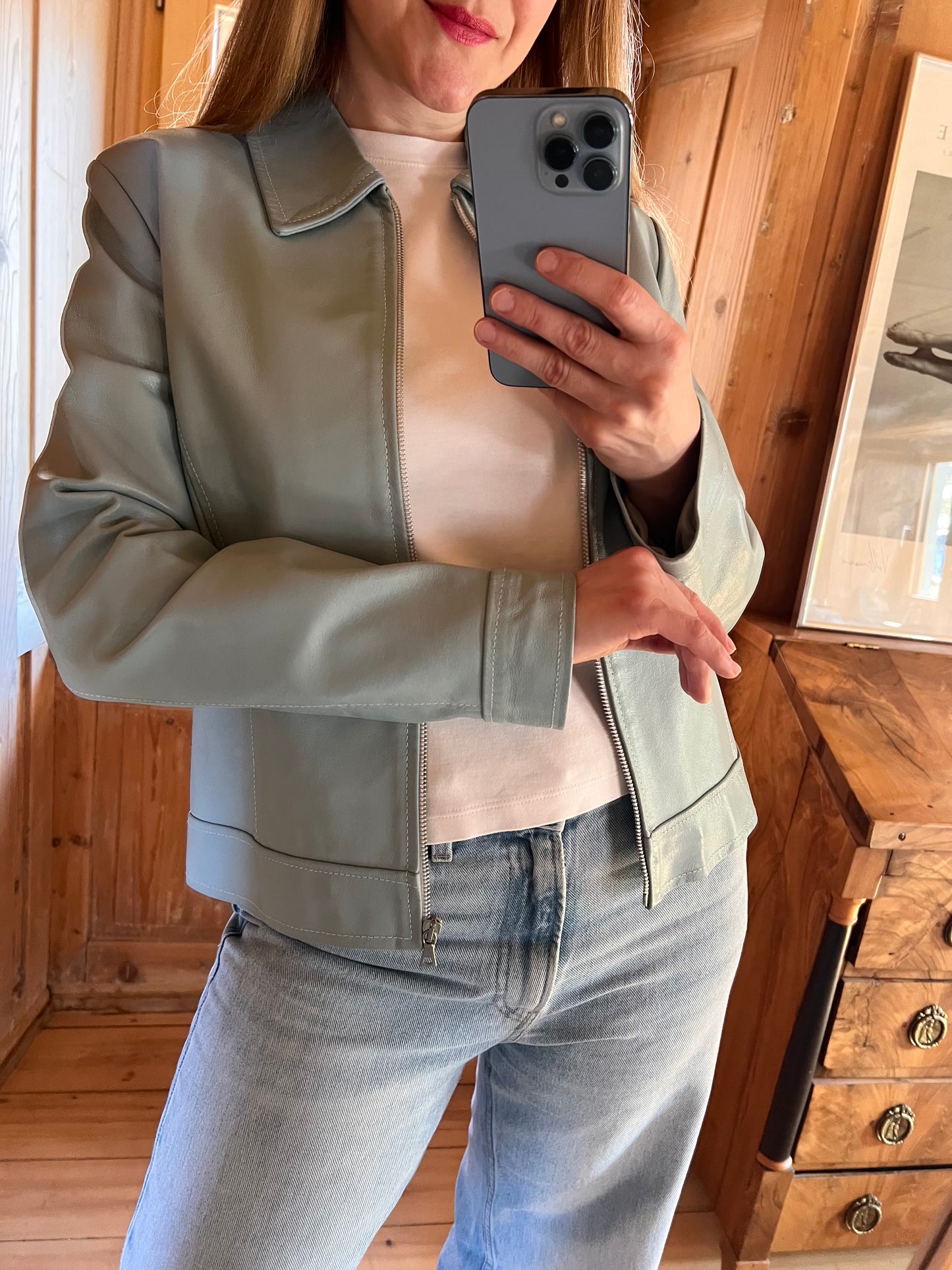 Light Blue Leather Jacket