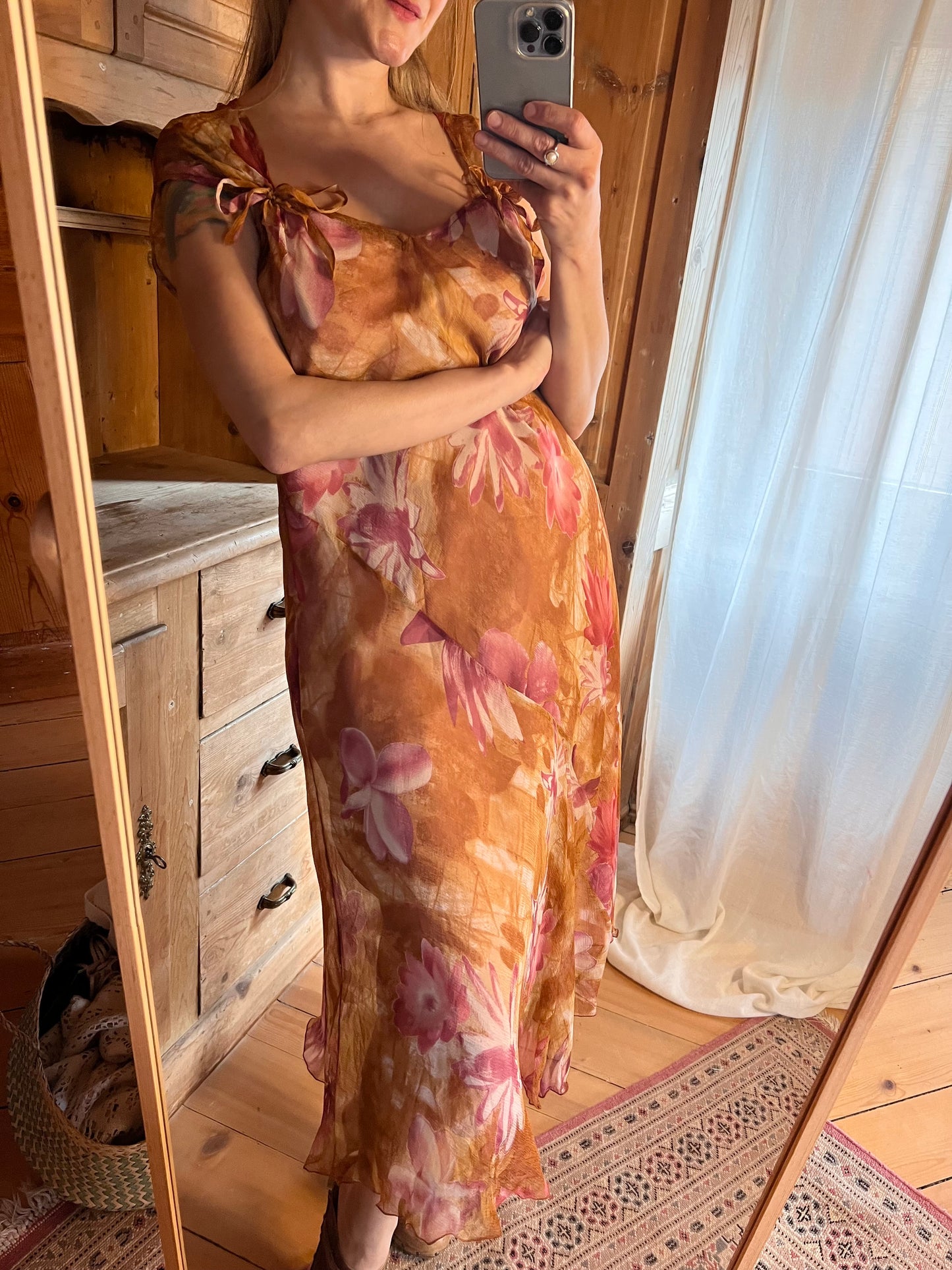 Floral Silk Two-Piece Dress