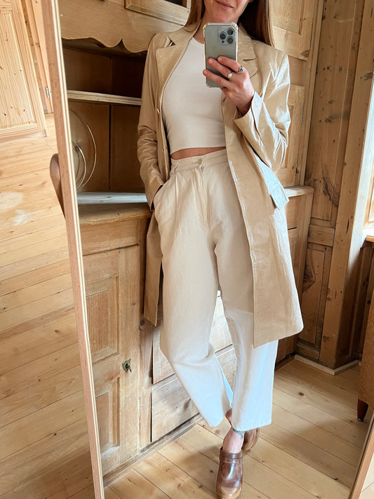 Vintage Beige Leather Jacket