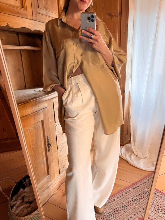 Beige Silk Shirt