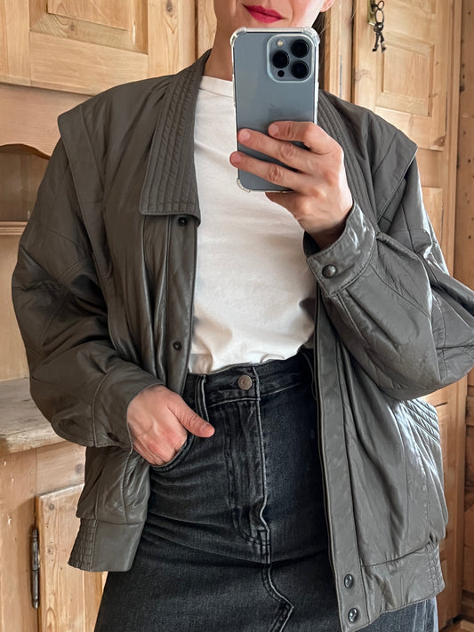 Grey Vintage Leather Jacket